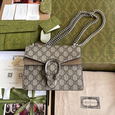 Gucci Dionysus Mini Shoulder Bag in GG Canvas with Taupe Suede GGBS10224