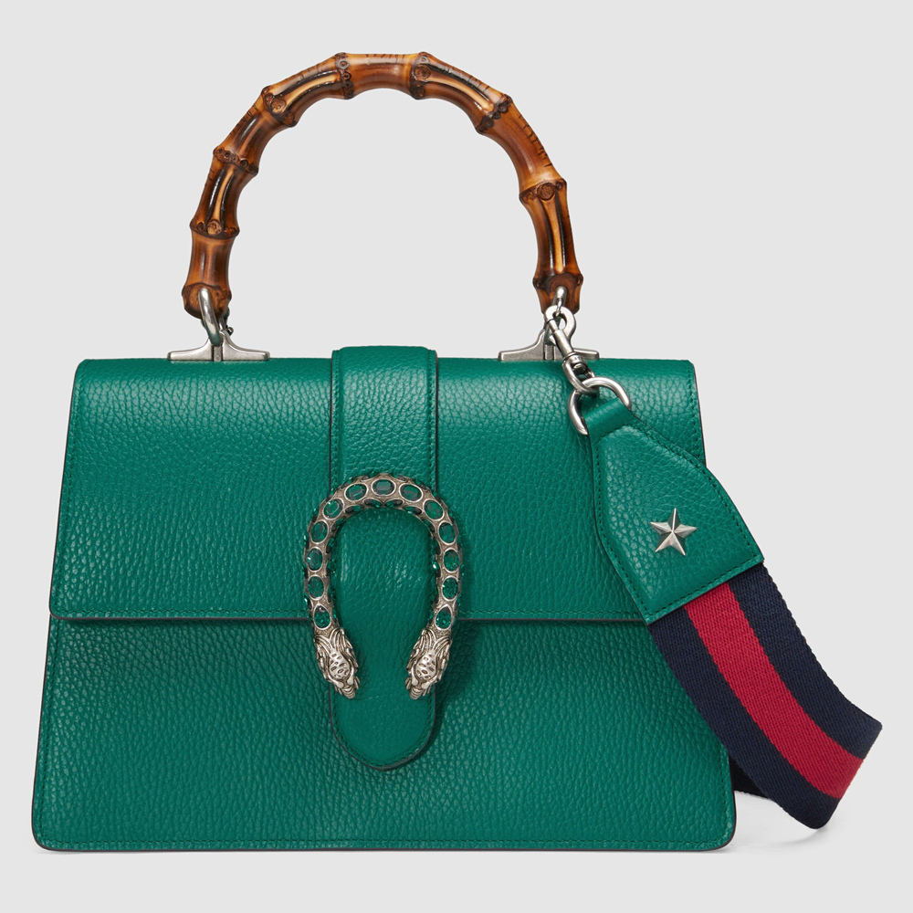 Gucci Dionysus Small Bamboo Top Handle Bag in Green Leather GGBS10253