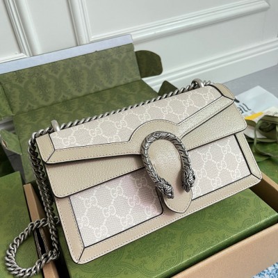 Gucci Dionysus Small Rectangular Bag in White GG Supreme Canvas GGBS10437