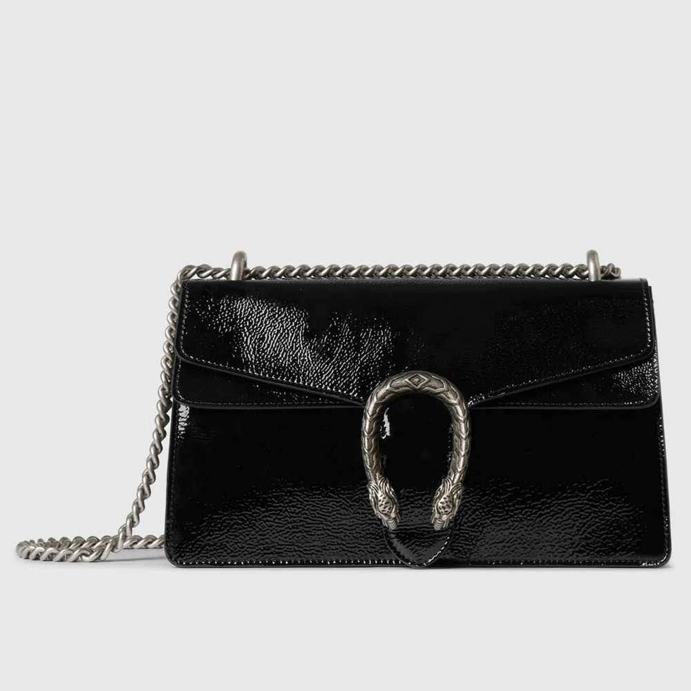 Gucci Dionysus Small Shoulder Bag in Black Patent Leather GGBS10230