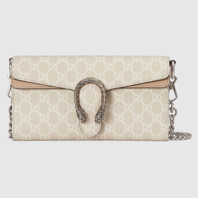 Gucci Dionysus Small Shoulder Bag with Chain in White GG Canvas GGBS10246