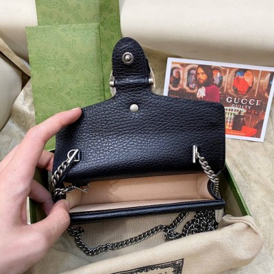 Gucci Dionysus Super Mini Bag in Black Grained Leather GGBS10636