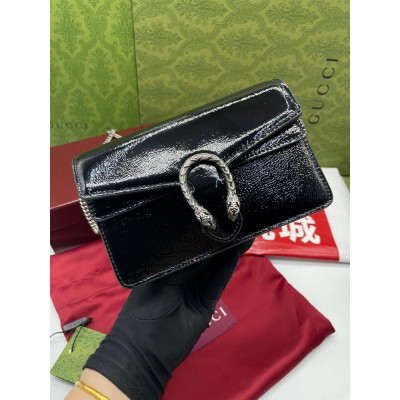 Gucci Dionysus Super Mini Bag in Black Patent Leather GGBS10637