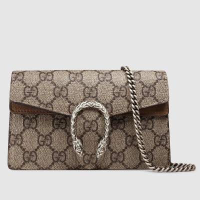 Gucci Dionysus Super Mini Bag in GG Canvas with Taupe Suede GGBS10639