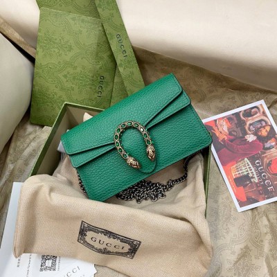 Gucci Dionysus Super Mini Bag in Green Grained Leather GGBS10642