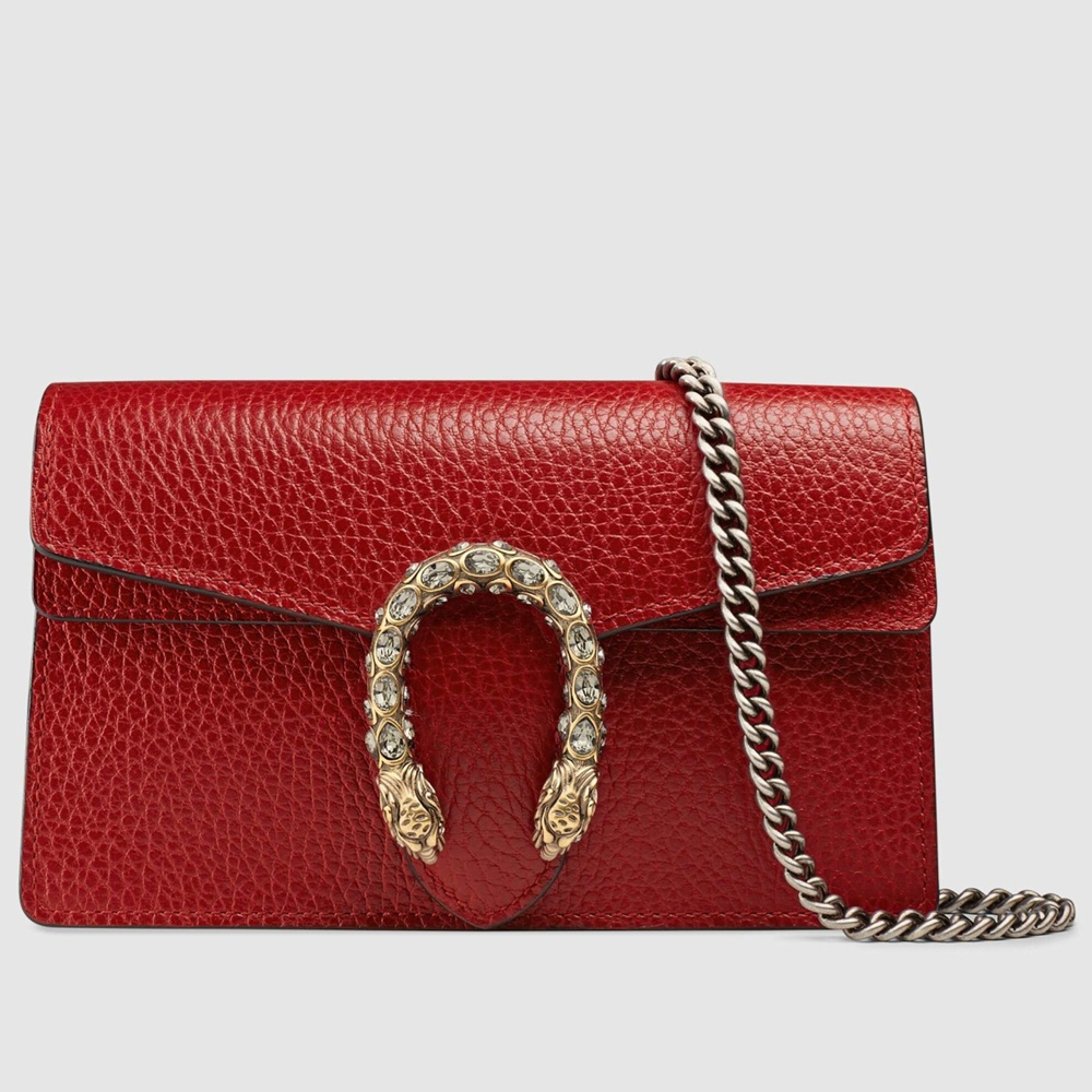 Gucci Dionysus Super Mini Bag in Red Grained Leather GGBS10643