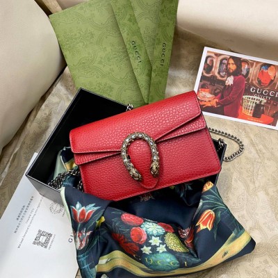 Gucci Dionysus Super Mini Bag in Red Grained Leather GGBS10643