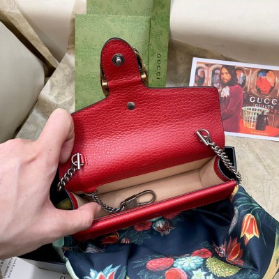 Gucci Dionysus Super Mini Bag in Red Grained Leather GGBS10643