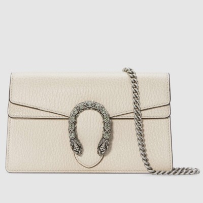 Gucci Dionysus Super Mini Bag in White Grained Leather GGBS10646