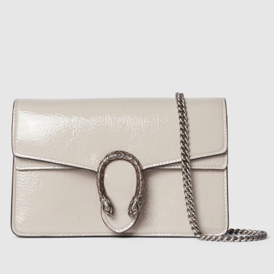 Gucci Dionysus Super Mini Bag in White Patent Leather GGBS10647