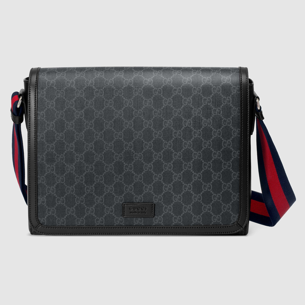 Gucci Flap Messenger Bag in Black GG Supreme Canvas GGBS10564