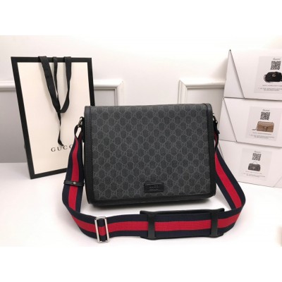 Gucci Flap Messenger Bag in Black GG Supreme Canvas GGBS10564