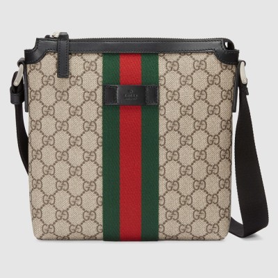 Gucci Flat Messenger Bag in Beige GG Supreme Canvas GGBS10565