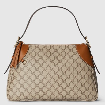 Gucci GG Emblem Medium Shoulder Bag in Beige GG Canvas GGBS10259