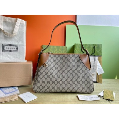 Gucci GG Emblem Medium Shoulder Bag in Beige GG Canvas GGBS10259