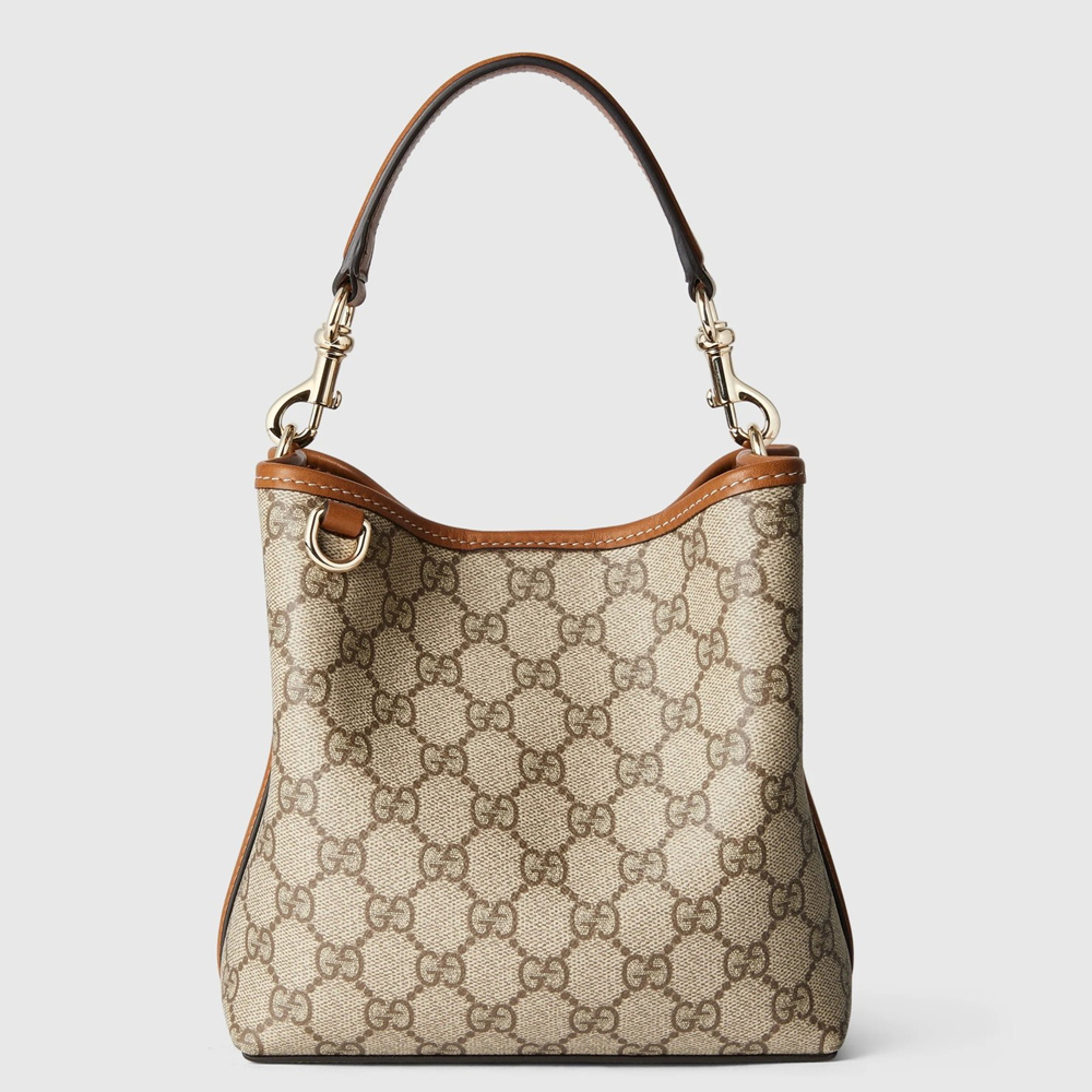 Gucci GG Emblem Mini Bucket Bag in Beige GG Canvas GGBS10256