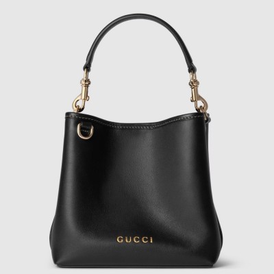 Gucci GG Emblem Mini Bucket Bag in Black Calfskin GGBS10258