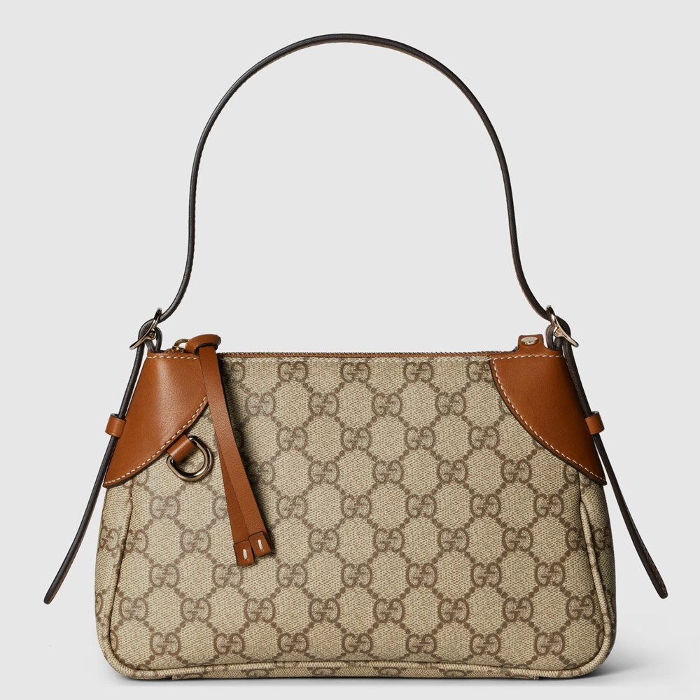 Gucci GG Emblem Small Shoulder Bag in Beige GG Canvas GGBS10263