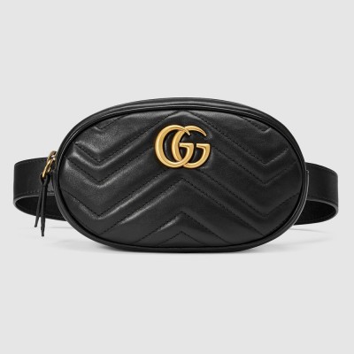 Gucci GG Marmont Belt Bag In Black Matelasse Leather GGBS10092