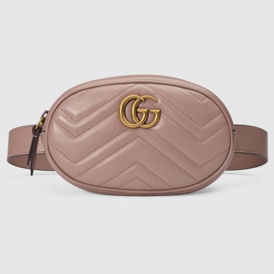 Gucci GG Marmont Belt Bag In Dusty Pink Matelasse Leather GGBS10093