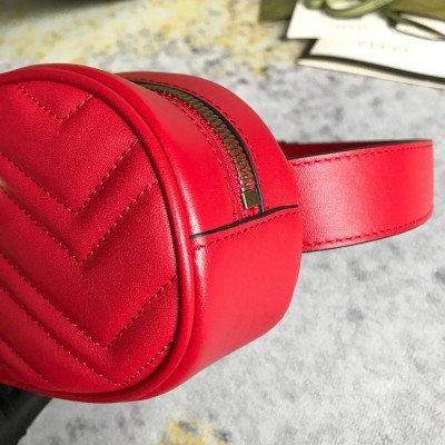 Gucci GG Marmont Belt Bag In Red Matelasse Leather GGBS10095