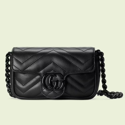 Gucci GG Marmont Belt Bag in Black Matelasse Calfskin GGBS10091