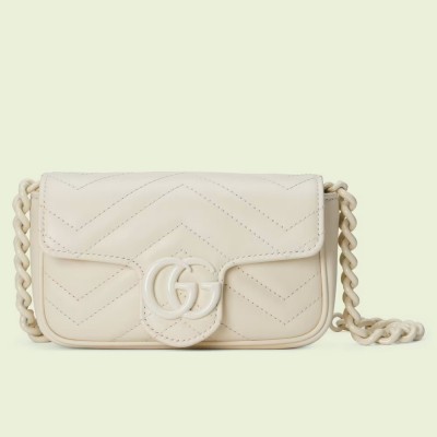 Gucci GG Marmont Belt Bag in White Matelasse Calfskin GGBS10096