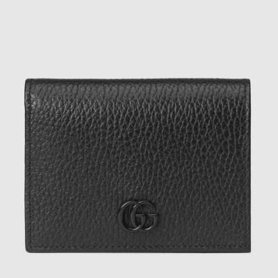 Gucci GG Marmont Card Case Wallet In Black Calfskin GGBS10932