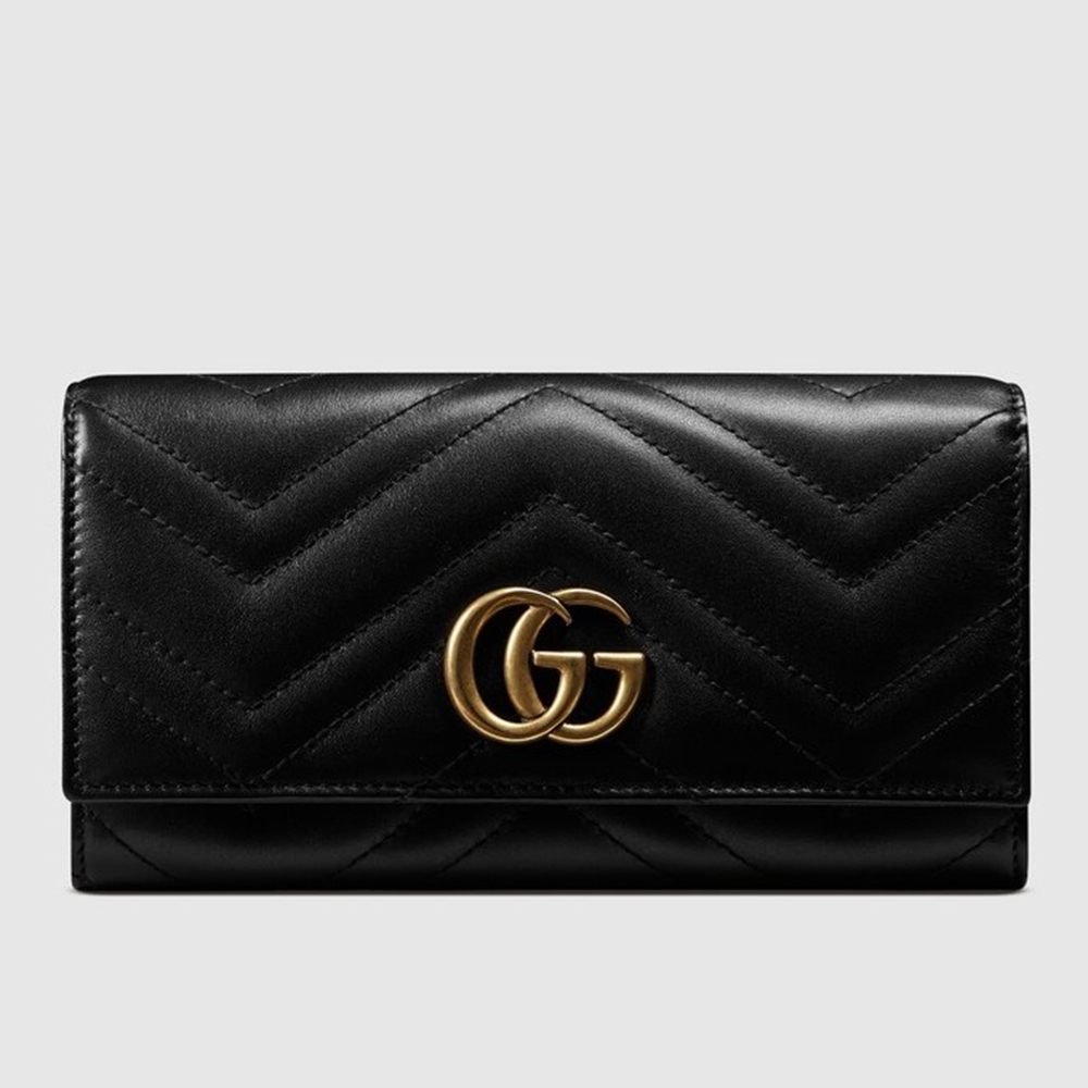 Gucci GG Marmont Continental Wallet In Black Matelasse Leather GGBS10935