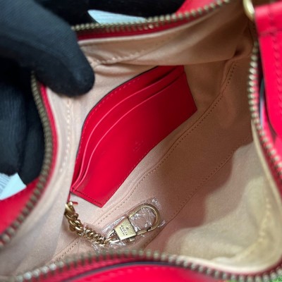 Gucci GG Marmont Half-moon Mini Bag in Red Chevron Leather GGBS10306