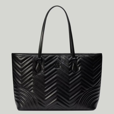 Gucci GG Marmont Large Tote Bag in Black Chevron Leather GGBS10887