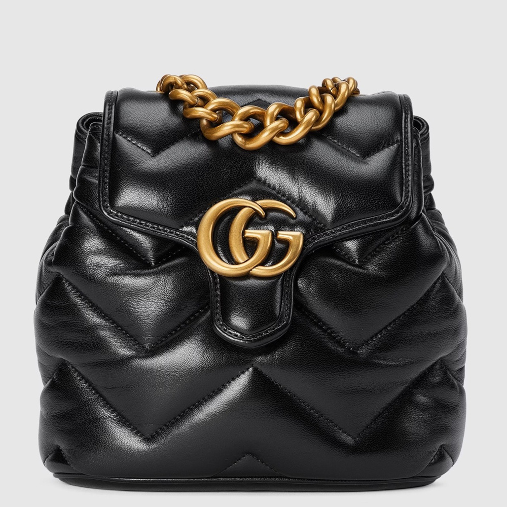 Gucci GG Marmont Mini Backpack in Black Matelasse Leather GGBS10046