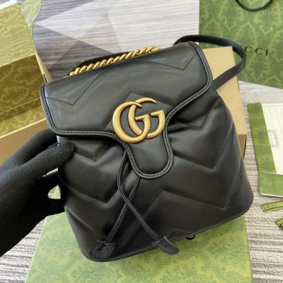 Gucci GG Marmont Mini Backpack in Black Matelasse Leather GGBS10046