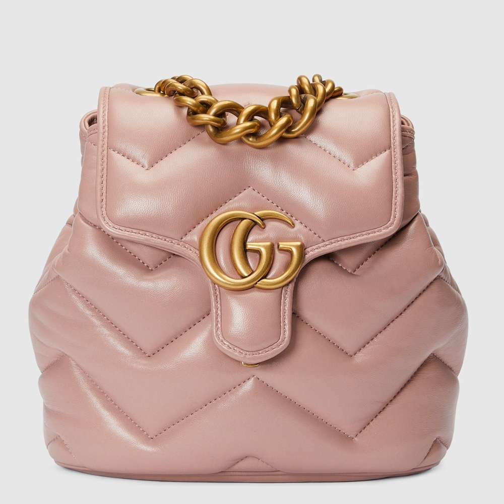 Gucci GG Marmont Mini Backpack in Rose Beige Matelasse Leather GGBS10047