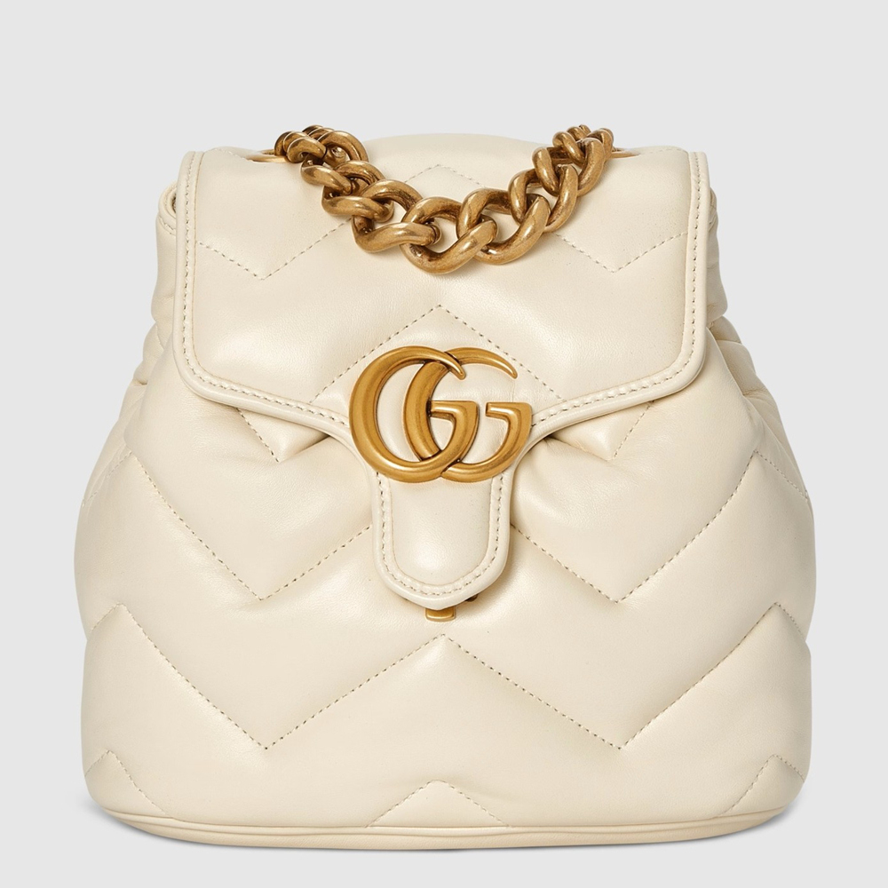 Gucci GG Marmont Mini Backpack in White Matelasse Leather GGBS10048