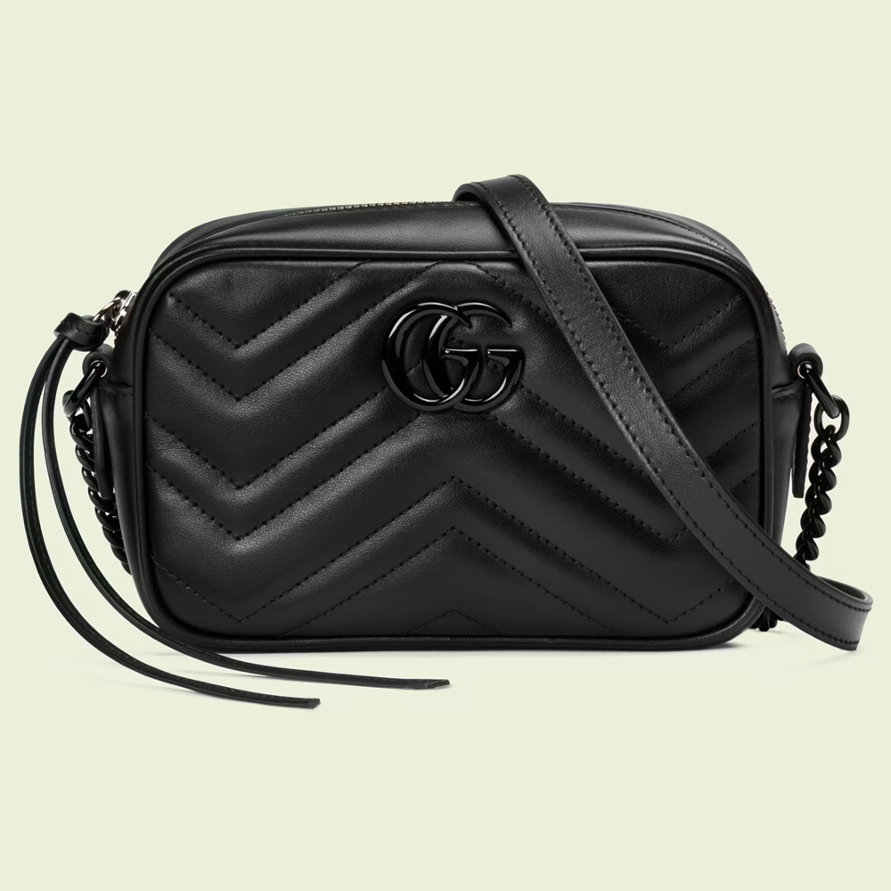 Gucci GG Marmont Mini Camera Bag in Black Matelasse Calfskin GGBS10623