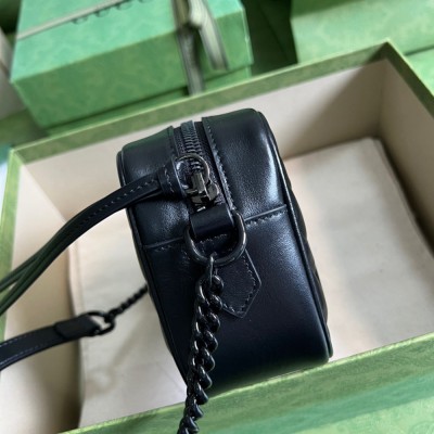 Gucci GG Marmont Mini Camera Bag in Black Matelasse Calfskin GGBS10623