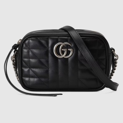 Gucci GG Marmont Mini Camera Bag in Black Matelasse Leather GGBS10624