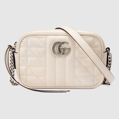 Gucci GG Marmont Mini Camera Bag in White Matelasse Leather GGBS10628