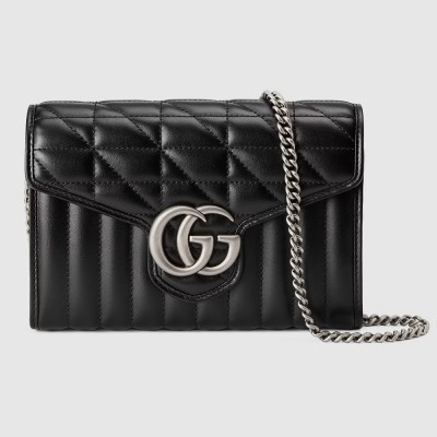 Gucci GG Marmont Mini Chain Bag in Black Matelasse Leather GGBS10316