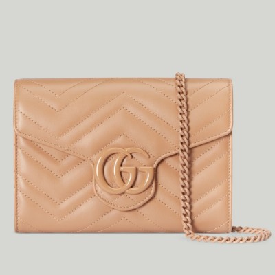 Gucci GG Marmont Mini Chain Bag in Rose Beige Matelasse Calfskin GGBS10319