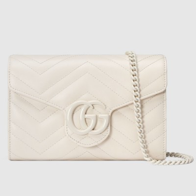 Gucci GG Marmont Mini Chain Bag in White Matelasse Calfskin GGBS10322