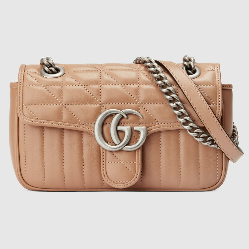 Gucci GG Marmont Mini Shoulder Bag in Beige Matelasse Leather GGBS10354