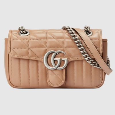 Gucci GG Marmont Mini Shoulder Bag in Beige Matelasse Leather GGBS10354