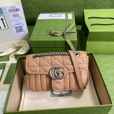 Gucci GG Marmont Mini Shoulder Bag in Beige Matelasse Leather GGBS10354