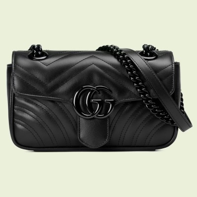 Gucci GG Marmont Mini Shoulder Bag with Black Hardware GGBS10370