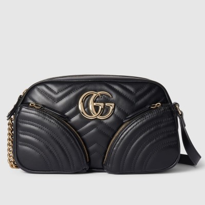 Gucci GG Marmont Small Black Bag with Front Pockets GGBS10328