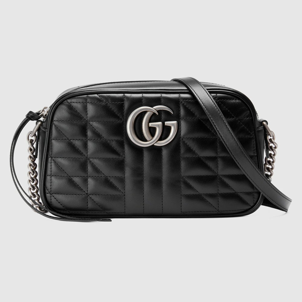 Gucci GG Marmont Small Camera Bag in Black Matelasse Leather GGBS10278