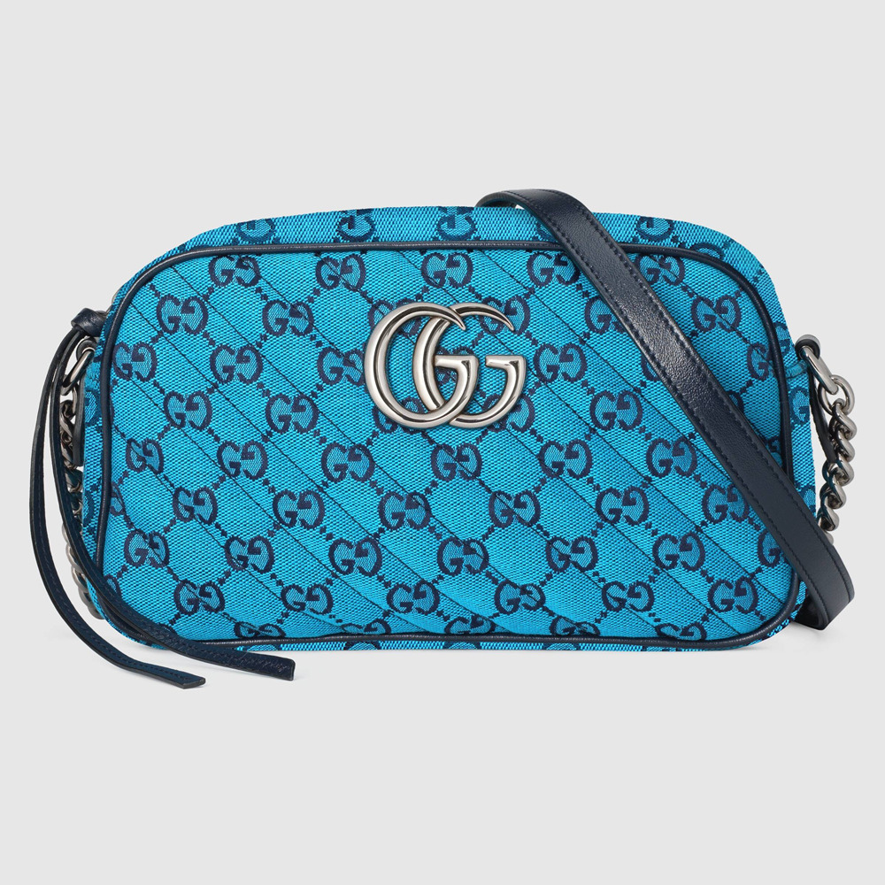 Gucci GG Marmont Small Camera Bag in Blue GG Canvas GGBS10279