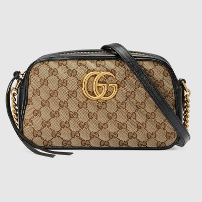 Gucci GG Marmont Small Camera Bag in Canvas with Black Trim GGBS10282